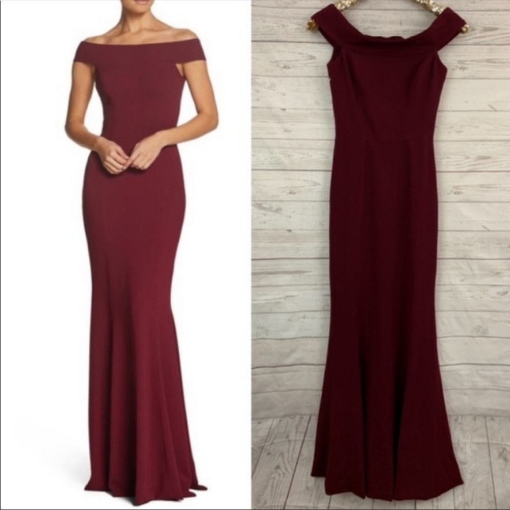Dress the Population "Jackie" Burgundy Gown